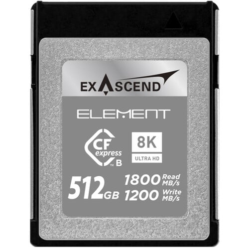 Exascend Element CFexpress Type B Card 512GB/ Read: 1800 MB/s, Write: 1200 MB/s